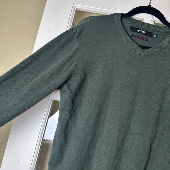 NORDSTROM XRAY Jeans Brand Olive Green V Neck Sweater Size Large - Picture 4 of 8